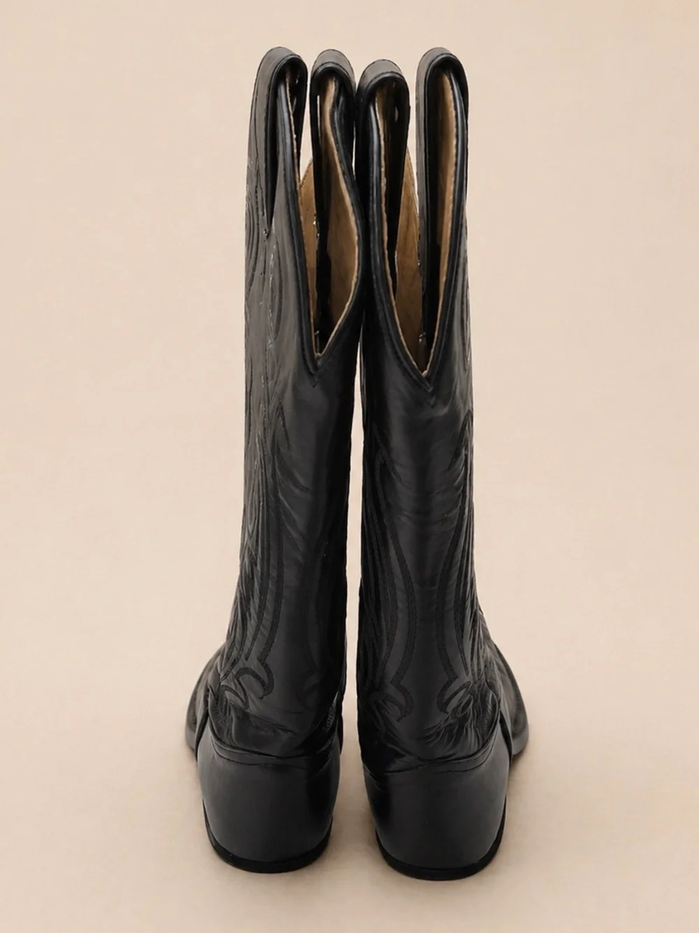 Tony Lama Black Western Embroidered Leather Heeled Boots - Women - Picture 4 of 5